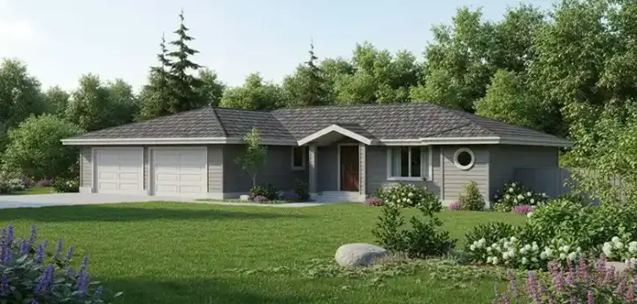Traditional house plans 33-444 - front exterior, 1,715 sq ft, 4 bed, 2 bath house plans | Monster House Plans