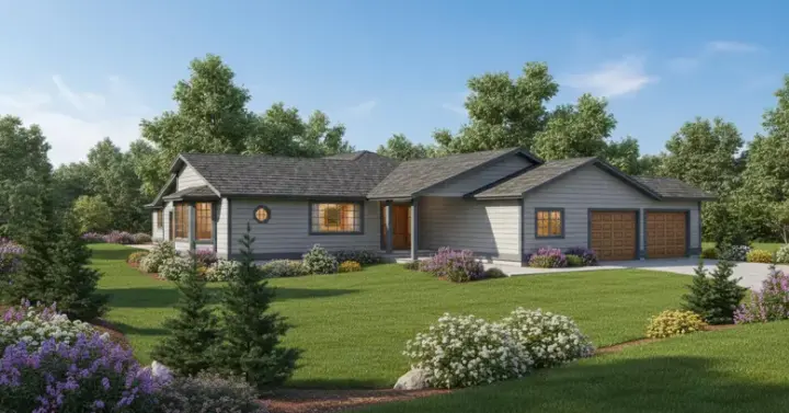 Northwest house plans 33-452 - front exterior, 2,032 sq ft, 3 bed, 3 bath house plans | Monster House Plans