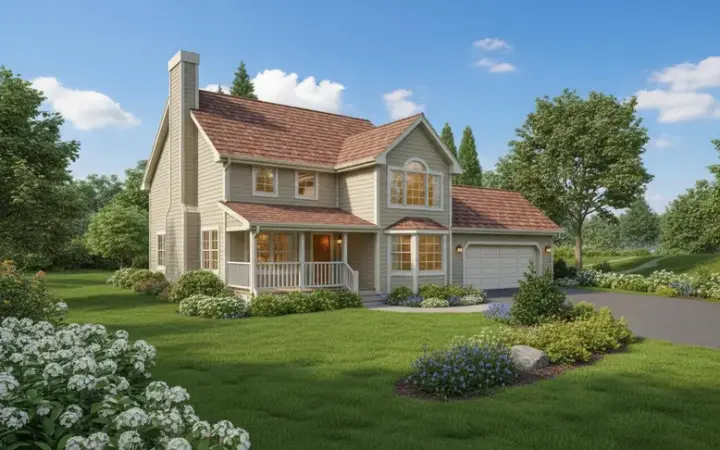 Traditional house plans 33-460 - front exterior, 1,848 sq ft, 3 bed, 2 bath house plans | Monster House Plans