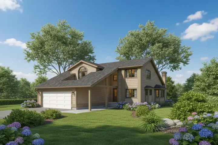Northwest house plans 33-461 - front exterior, 1,824 sq ft, 2 bed, 3 bath house plans | Monster House Plans