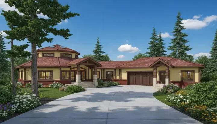 Contemporary house plans 33-463 - front exterior, 4,833 sq ft, 6 bed, 4 bath house plans | Monster House Plans