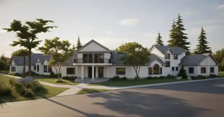 Northwest house plans 33-469 - front exterior, 6,403 sq ft, 7 bed, 5 bath house plans | Monster House Plans