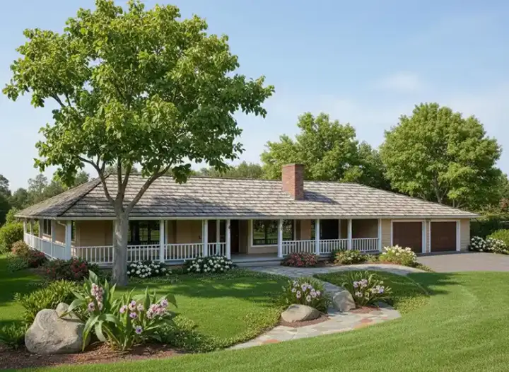 Ranch house plans 33-475 - front exterior, 2,771 sq ft, 4 bed, 4 bath house plans | Monster House Plans
