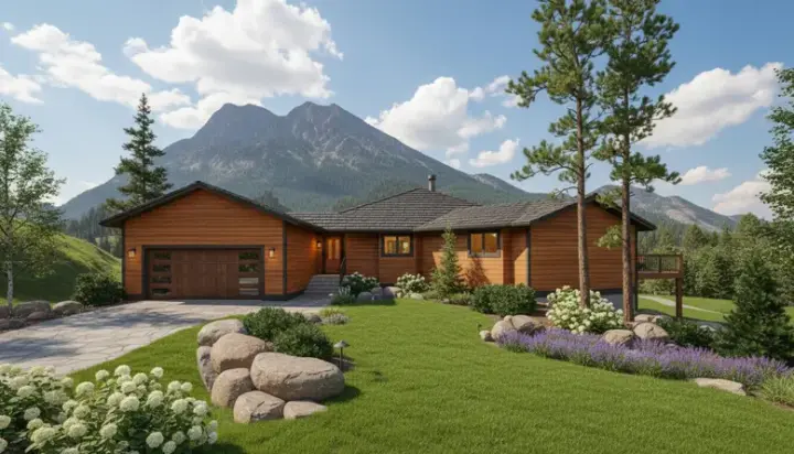 Northwest house plans 33-476 - front exterior, 2,056 sq ft, 2 bed, 2 bath house plans | Monster House Plans