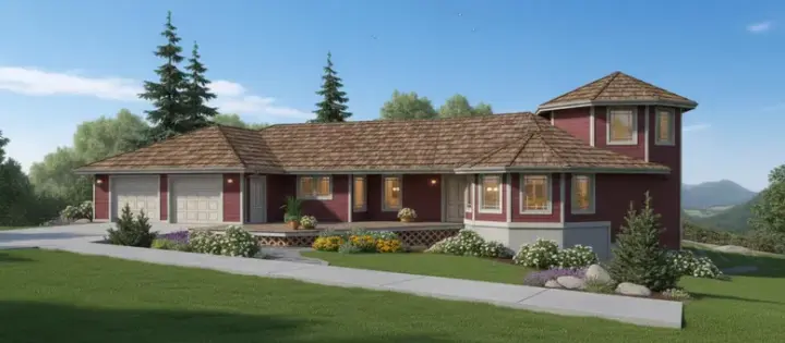 Northwest house plans 33-478 - front exterior, 3,418 sq ft, 4 bed, 4 bath house plans | Monster House Plans