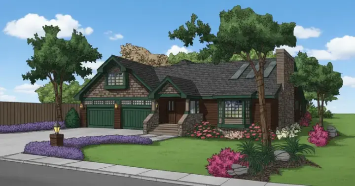 Craftsman house plans 33-485 - front exterior, 1,650 sq ft, 3 bed, 2 bath house plans | Monster House Plans