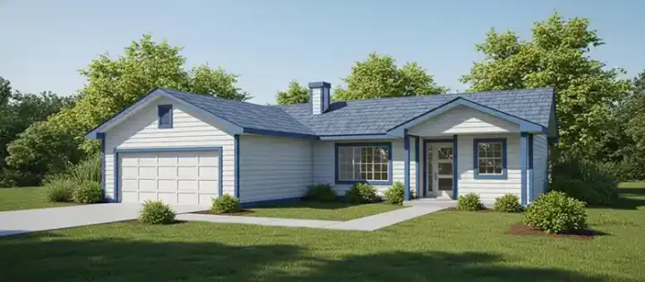 Traditional house plans 33-498 - front exterior, 1,280 sq ft, 3 bed, 2 bath house plans | Monster House Plans