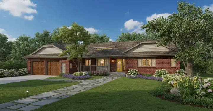 Traditional house plans 33-500 - front exterior, 2,060 sq ft, 3 bed, 2 bath house plans | Monster House Plans