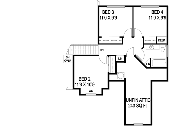 Upper/Second Floor Plan: 33-516