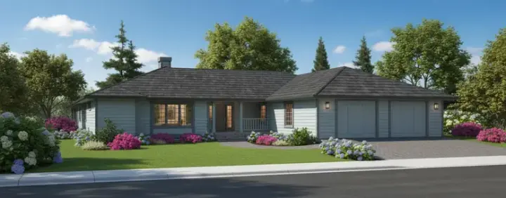 Traditional house plans 33-523 - front exterior, 2,139 sq ft, 2 bed, 2 bath house plans | Monster House Plans