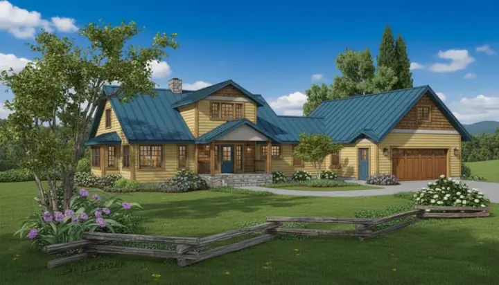 Traditional house plans 33-525 - front exterior, 2,052 sq ft, 2 bed, 2 bath house plans | Monster House Plans