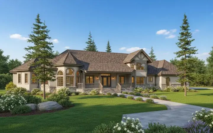 Traditional house plans 33-531 - front exterior, 3,570 sq ft, 4 bed, 3 bath house plans | Monster House Plans