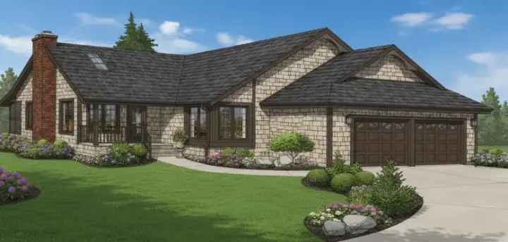 Country house plans 33-554 - front exterior, 1,751 sq ft, 3 bed, 2 bath house plans | Monster House Plans