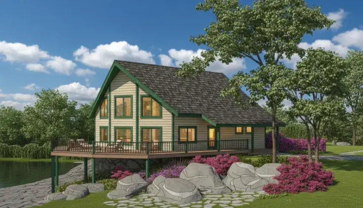 Contemporary house plans 33-555 - front exterior, 1,594 sq ft, 3 bed, 2 bath house plans | Monster House Plans