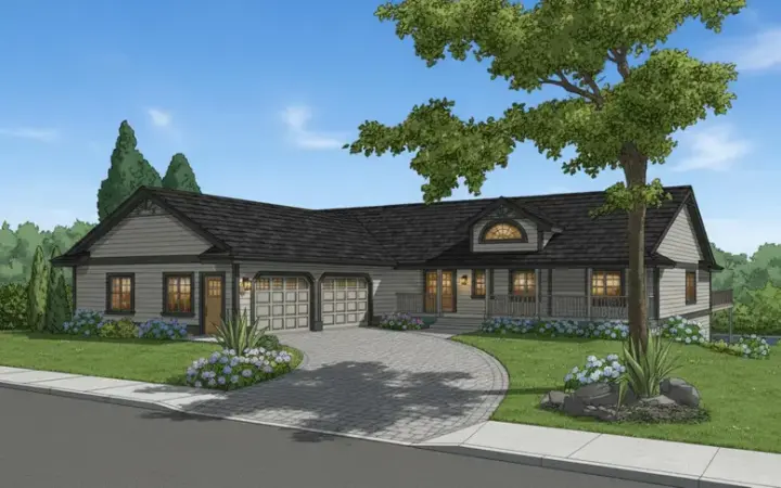 Traditional house plans 33-556 - front exterior, 1,678 sq ft, 3 bed, 2 bath house plans | Monster House Plans