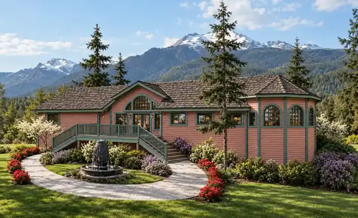 Northwest house plans 33-558 - front exterior, 3,555 sq ft, 6 bed, 3 bath house plans | Monster House Plans