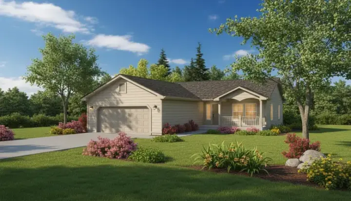 Traditional house plans 33-564 - front exterior, 1,350 sq ft, 3 bed, 2 bath house plans | Monster House Plans