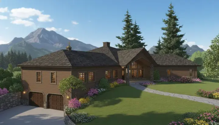Contemporary house plans 33-581 - front exterior, 2,823 sq ft, 3 bed, 2 bath house plans | Monster House Plans