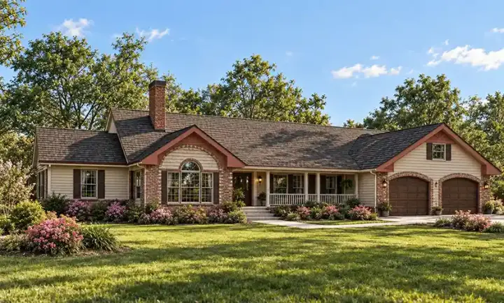 Traditional house plans 33-584 - front exterior, 2,874 sq ft, 2 bed, 2 bath house plans | Monster House Plans