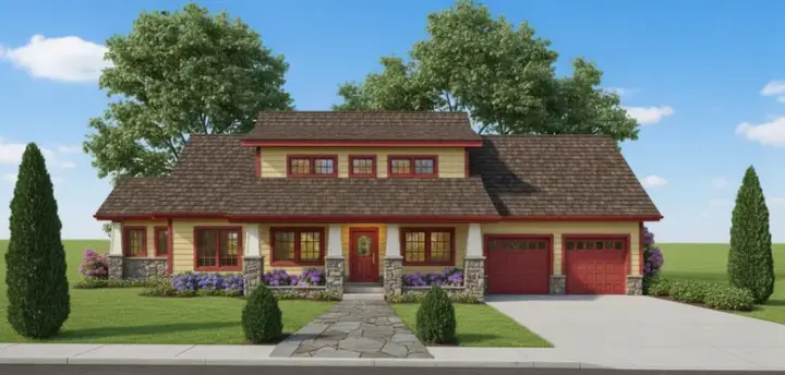 Bungalow house plans 33-585 - front exterior, 1,776 sq ft, 3 bed, 2 bath house plans | Monster House Plans