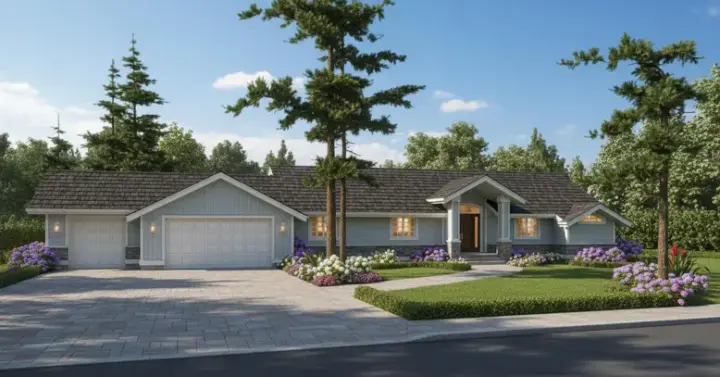 Traditional house plans 33-587 - front exterior, 1,981 sq ft, 3 bed, 2 bath house plans | Monster House Plans