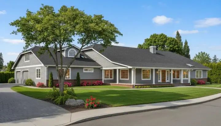 Ranch house plans 33-590 - front exterior, 3,156 sq ft, 4 bed, 3 bath house plans | Monster House Plans