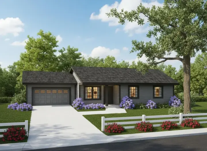 Traditional house plans 33-595 - front exterior, 1,101 sq ft, 3 bed, 2 bath house plans | Monster House Plans