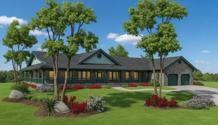 Country house plans 33-597 - front exterior, 2,246 sq ft, 3 bed, 2 bath house plans | Monster House Plans