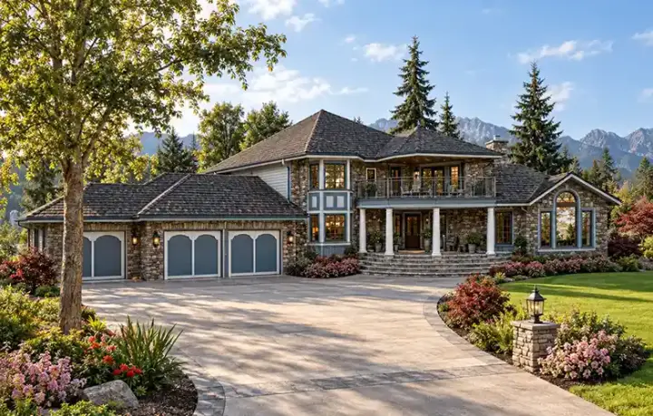 Northwest house plans 33-601 - front exterior, 3,617 sq ft, 4 bed, 4 bath house plans | Monster House Plans