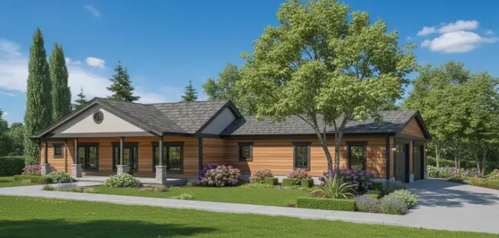 Traditional house plans 33-616 - front exterior, 1,505 sq ft, 3 bed, 2 bath house plans | Monster House Plans