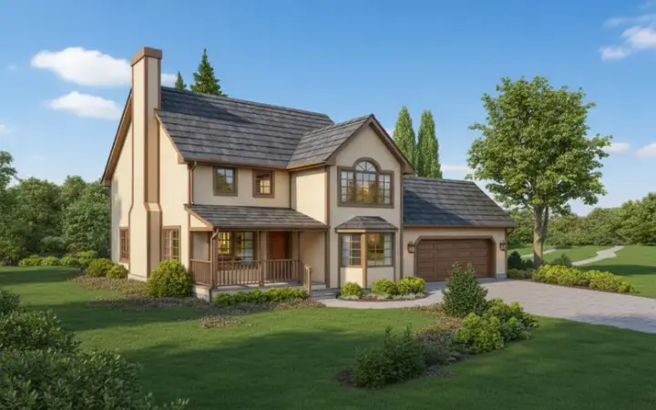 Traditional house plans 33-618 - front exterior, 1,918 sq ft, 3 bed, 2 bath house plans | Monster House Plans