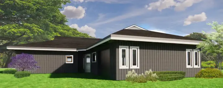 Contemporary house plans 33-630 - front exterior, 1,294 sq ft, 2 bed, 2 bath house plans | Monster House Plans