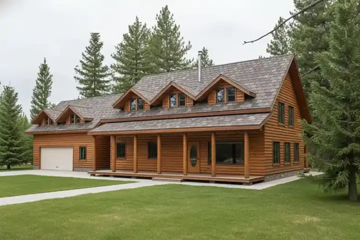 Log Cabin house plans 34-108 - front exterior, 2,586 sq ft, 3 bed, 2 bath house plans | Monster House Plans