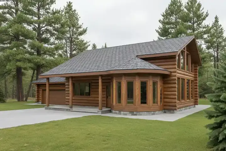 Log Cabin house plans 34-109 - front exterior, 2,813 sq ft, 3 bed, 2 bath house plans | Monster House Plans