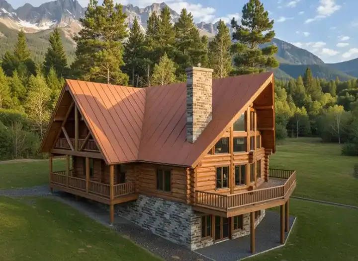 Log Cabin house plans 34-112 - front exterior, 3,725 sq ft, 6 bed, 3 bath house plans | Monster House Plans