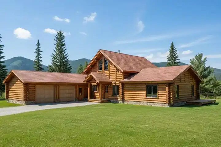 Log Cabin house plans 34-115 - front exterior, 2,113 sq ft, 3 bed, 2 bath house plans | Monster House Plans