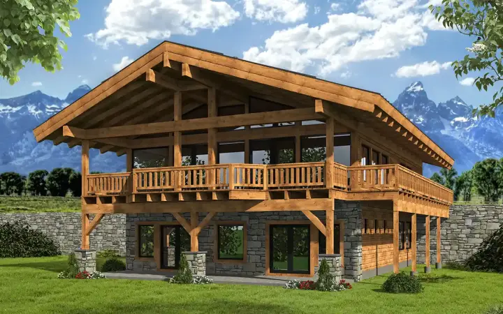 Mountain Rustic house plans 34-152 - front exterior, 3,391 sq ft, 3 bed, 3 bath house plans | Monster House Plans