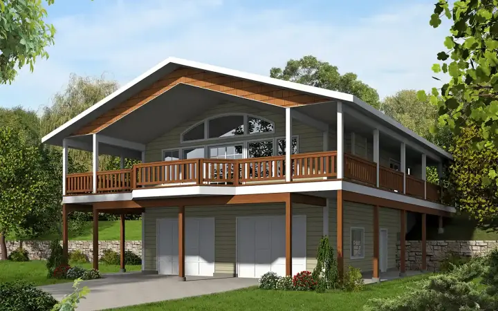Contemporary house plans 34-156 - front exterior, 2,025 sq ft, 2 bed, 2 bath house plans | Monster House Plans
