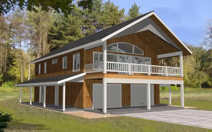 Contemporary house plans 34-157 - front exterior, 1,901 sq ft, 2 bed, 3 bath house plans | Monster House Plans
