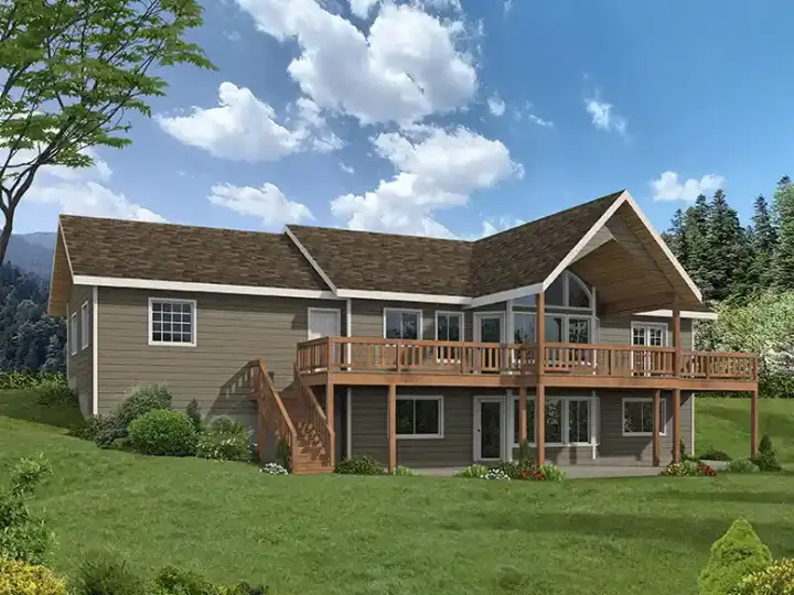 Traditional house plans 34-164 - front exterior, 2,544 sq ft, 4 bed, 2 bath house plans | Monster House Plans