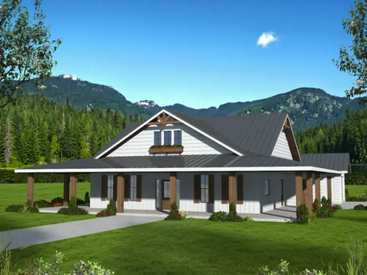 Modern Farmhouse house plans 34-173 - front exterior, 3,784 sq ft, 4 bed, 3 bath house plans | Monster House Plans