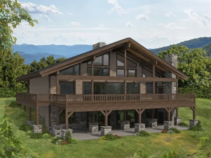 Mountain Rustic house plans 34-175 - front exterior, 2,785 sq ft, 5 bed, 5 bath house plans | Monster House Plans