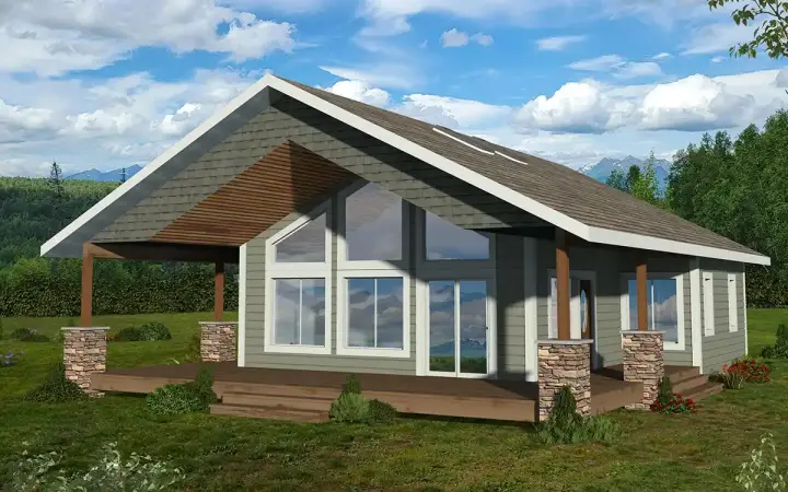 Mountain Rustic house plans 34-177 - front exterior, 1,176 sq ft, 2 bed, 2 bath house plans | Monster House Plans