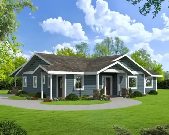 Ranch house plans 34-179 - front exterior, 1,786 sq ft, 3 bed, 2 bath house plans | Monster House Plans