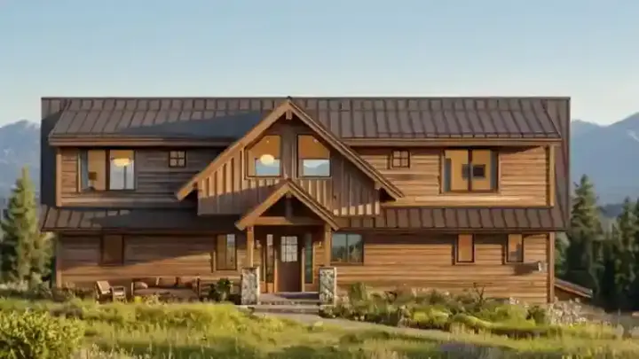 Mountain Rustic house plans 34-180 - front exterior, 1,786 sq ft, 3 bed, 2 bath house plans | Monster House Plans