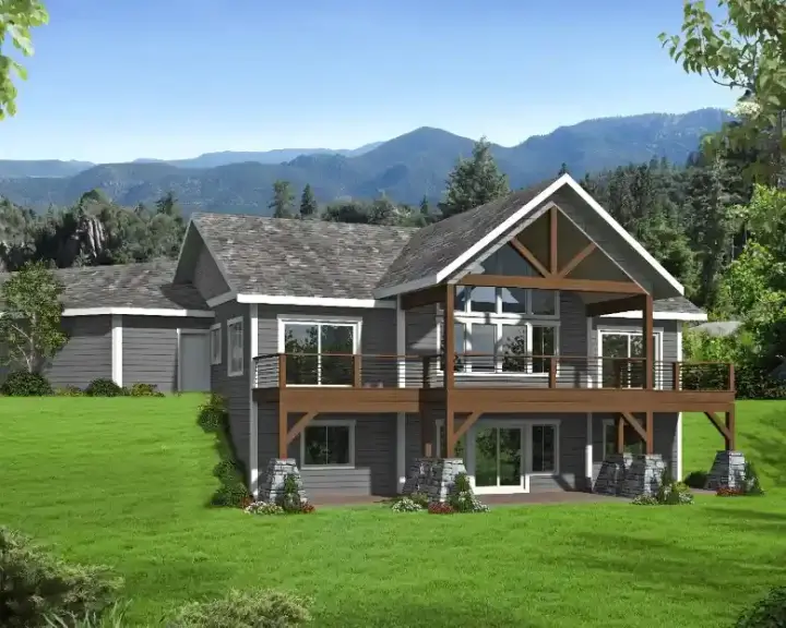 Mountain Rustic house plans 34-184 - front exterior, 2,738 sq ft, 4 bed, 3 bath house plans | Monster House Plans