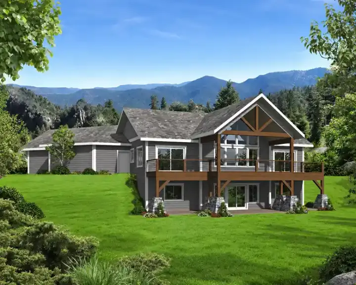 Mountain Rustic house plans 34-185 - front exterior, 2,738 sq ft, 4 bed, 3 bath house plans | Monster House Plans