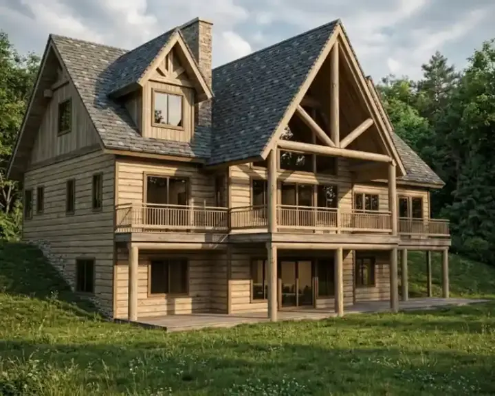 Mountain Rustic house plans 34-188 - front exterior, 2,480 sq ft, 3 bed, 3 bath house plans | Monster House Plans