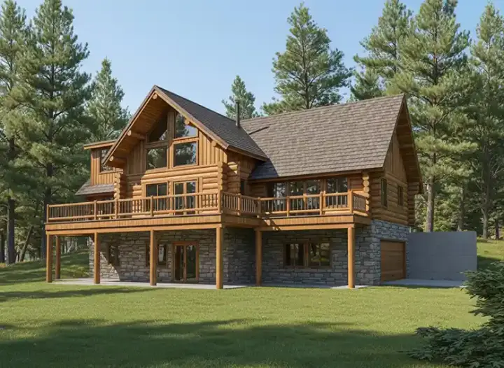 Mountain Rustic house plans 34-650 - front exterior, 2,513 sq ft, 3 bed, 2 bath house plans | Monster House Plans