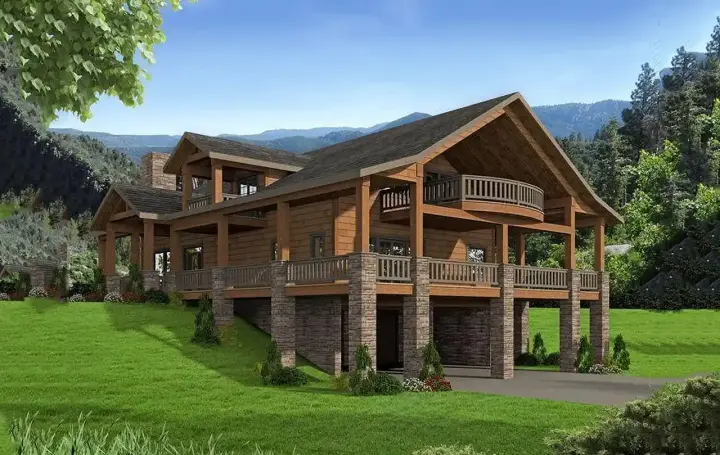 Mountain Rustic house plans 34-651 - front exterior, 2,734 sq ft, 3 bed, 3 bath house plans | Monster House Plans